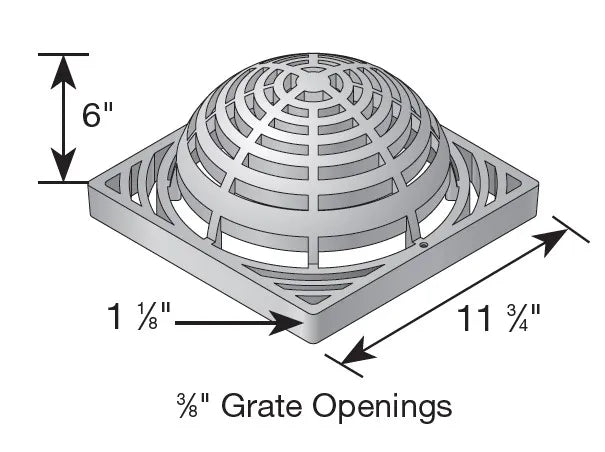 NDS 1290 - 12IN Square Catch Basin Atrium Grate - Black