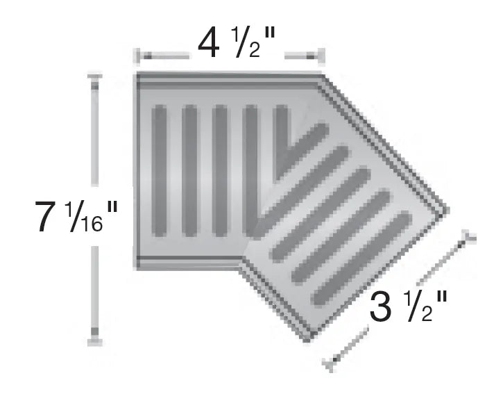 NDS 2301 -  Spee-D 7" Inch Fabricated Channel Drain 45° Degree Elbow with Grate - Gray