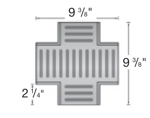 NDS 2361 - 9" Inch Spee-D Channel Drain Fabricated Cross and Grate- Gray
