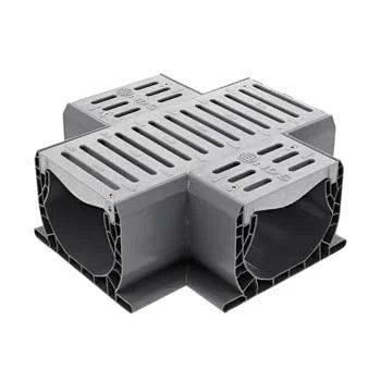 NDS 2361 - 9" Inch Spee-D Channel Drain Fabricated Cross and Grate- Gray
