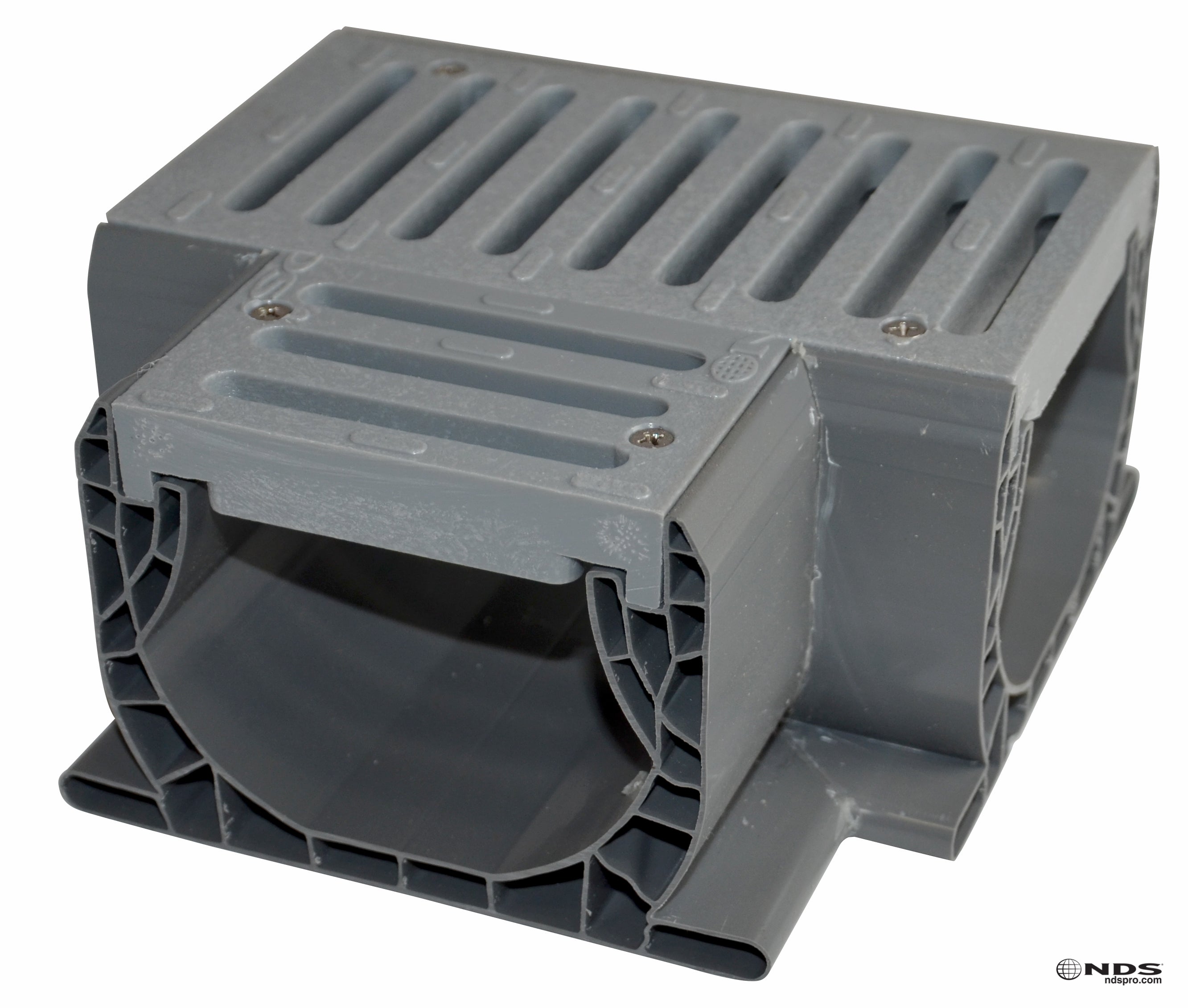 NDS 2371 - 7" Inch Spee-D Channel Drain Fabricated Tee with Grate - Gray