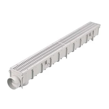 NDS 764 -3" Inch Pro Series Channel Drain Kit with Plastic Grates, End Caps/Outlet (1 Meter)
