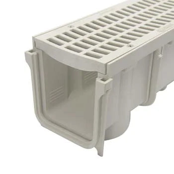 NDS 764 -3" Inch Pro Series Channel Drain Kit with Plastic Grates, End Caps/Outlet (1 Meter)