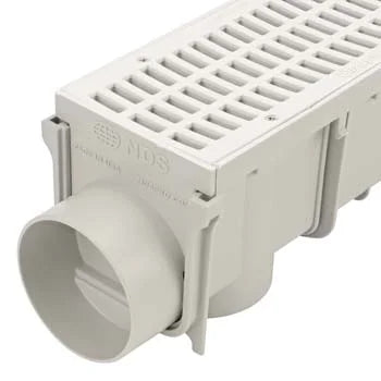 NDS 764 -3" Inch Pro Series Channel Drain Kit with Plastic Grates, End Caps/Outlet (1 Meter)