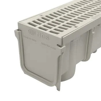 NDS 764 -3" Inch Pro Series Channel Drain Kit with Plastic Grates, End Caps/Outlet (1 Meter)