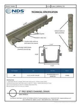 NDS 800 - 5" Inch x 40" Inch Pro Serie Channel Drain, Deep Profile
