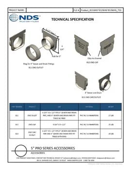 NDS 813 - 5" Pro Series Channel Drain End Cap/End Outlet