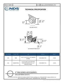 NDS 821 - 5" Shallow Profile Channel Drain End Cap/End Outlet