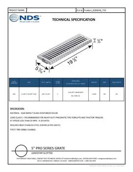 NDS 828 - 5" Inch x 20" Inch Pro Series Channel Drain Grate (Heavy Traffic) Gray