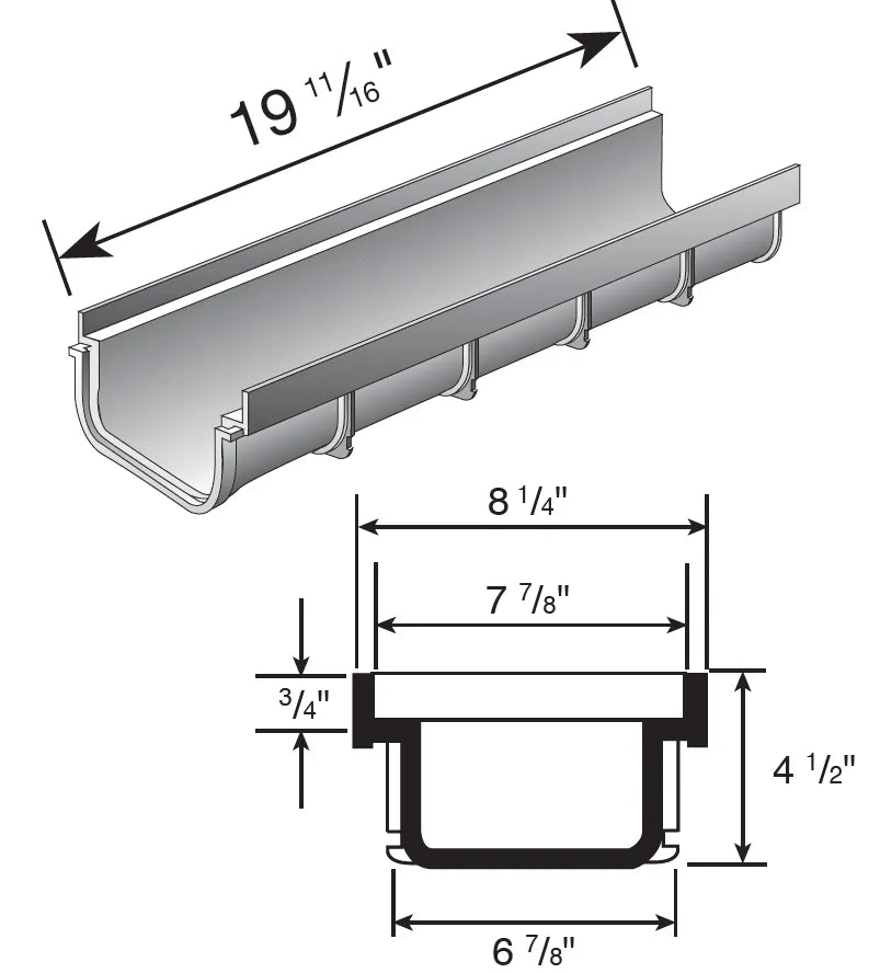 NDS 830 - 8" Pro Series Shallow Profile Channel Drain