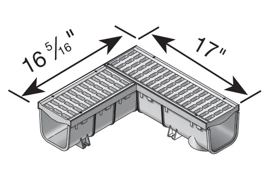 NDS 861 - 5" Pro Series Deep Profile Grate and Channel Drain 90 - Degree Elbow