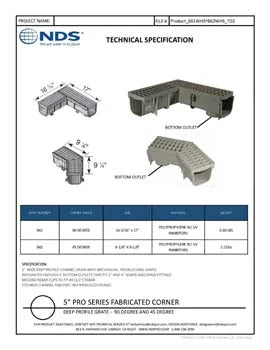 NDS 862 - 5" Pro Series Deep Profile Grate and Channel Drain 45-Degree Elbow