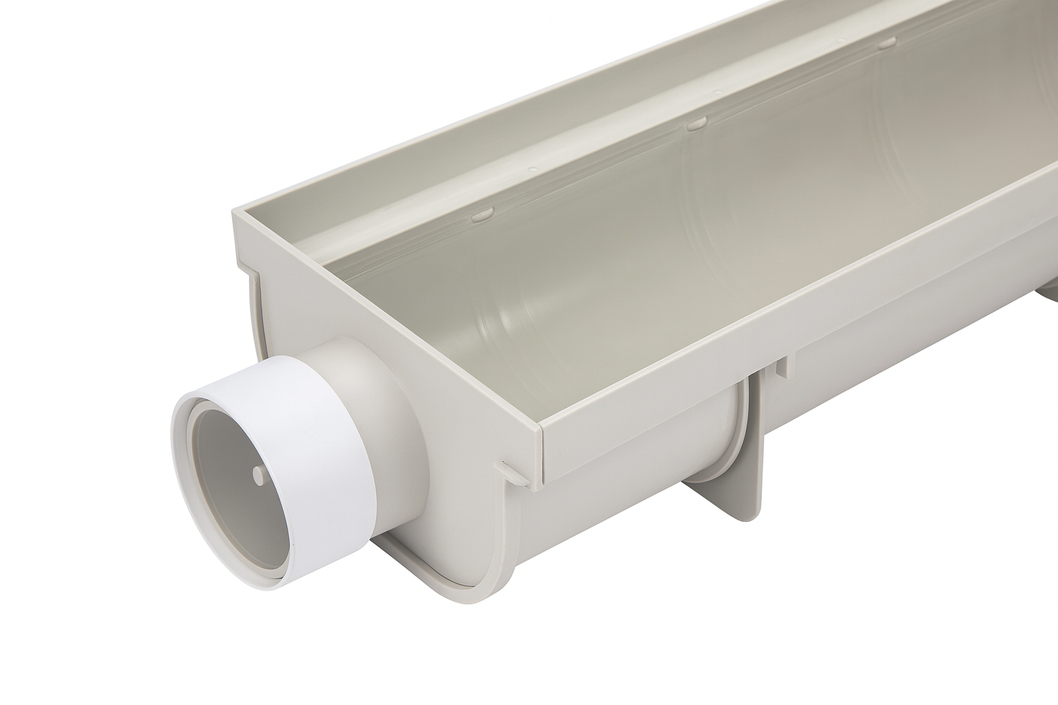 NDS 831 - 8" Pro Series Channel Drain Shallow Profile End Cap / 3" S&D SPT Knockout End Outlet