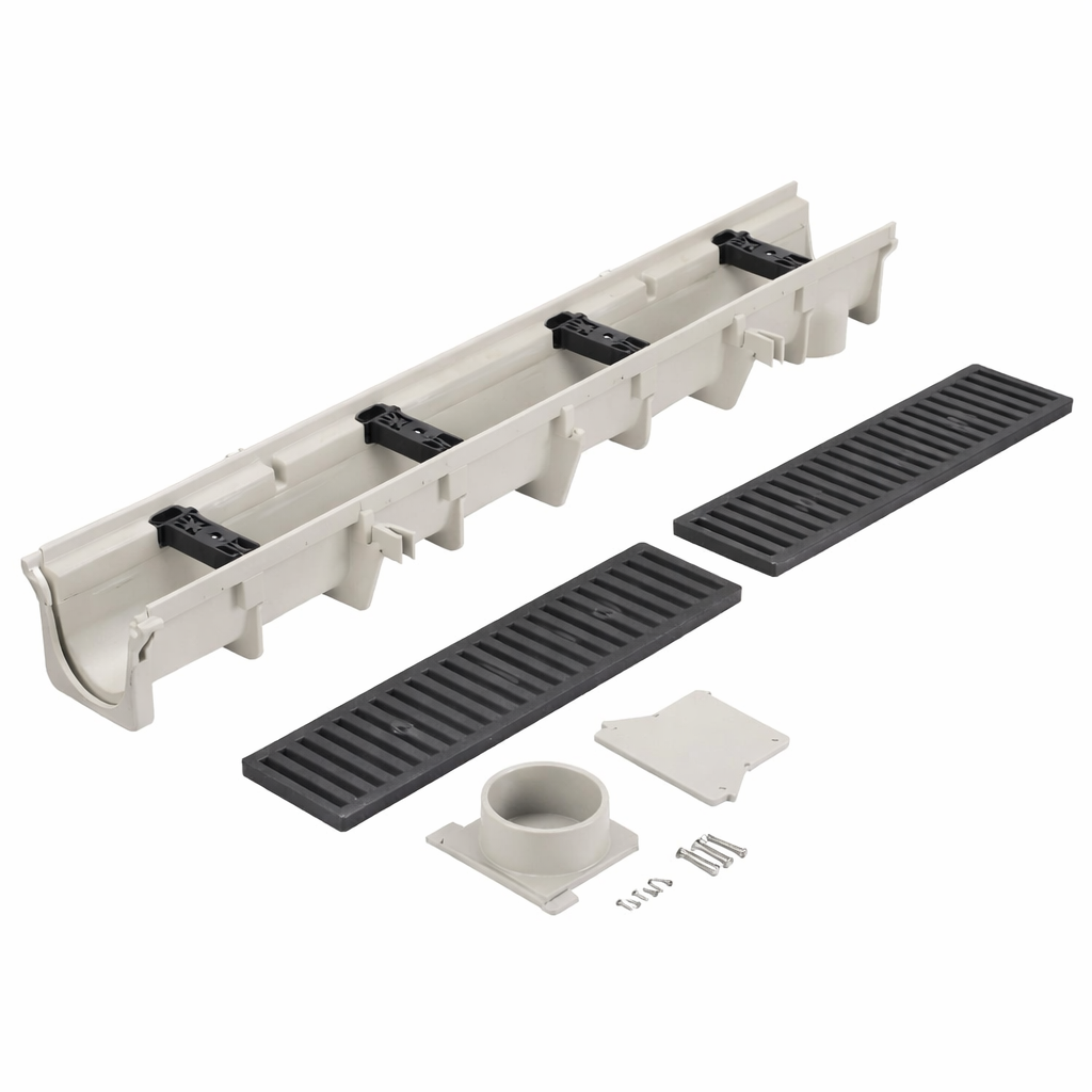 NDS DS-091NDIKIT - Dura Slope Channel Drain Kit (Neutral Slope) - Ductile Iron Grates