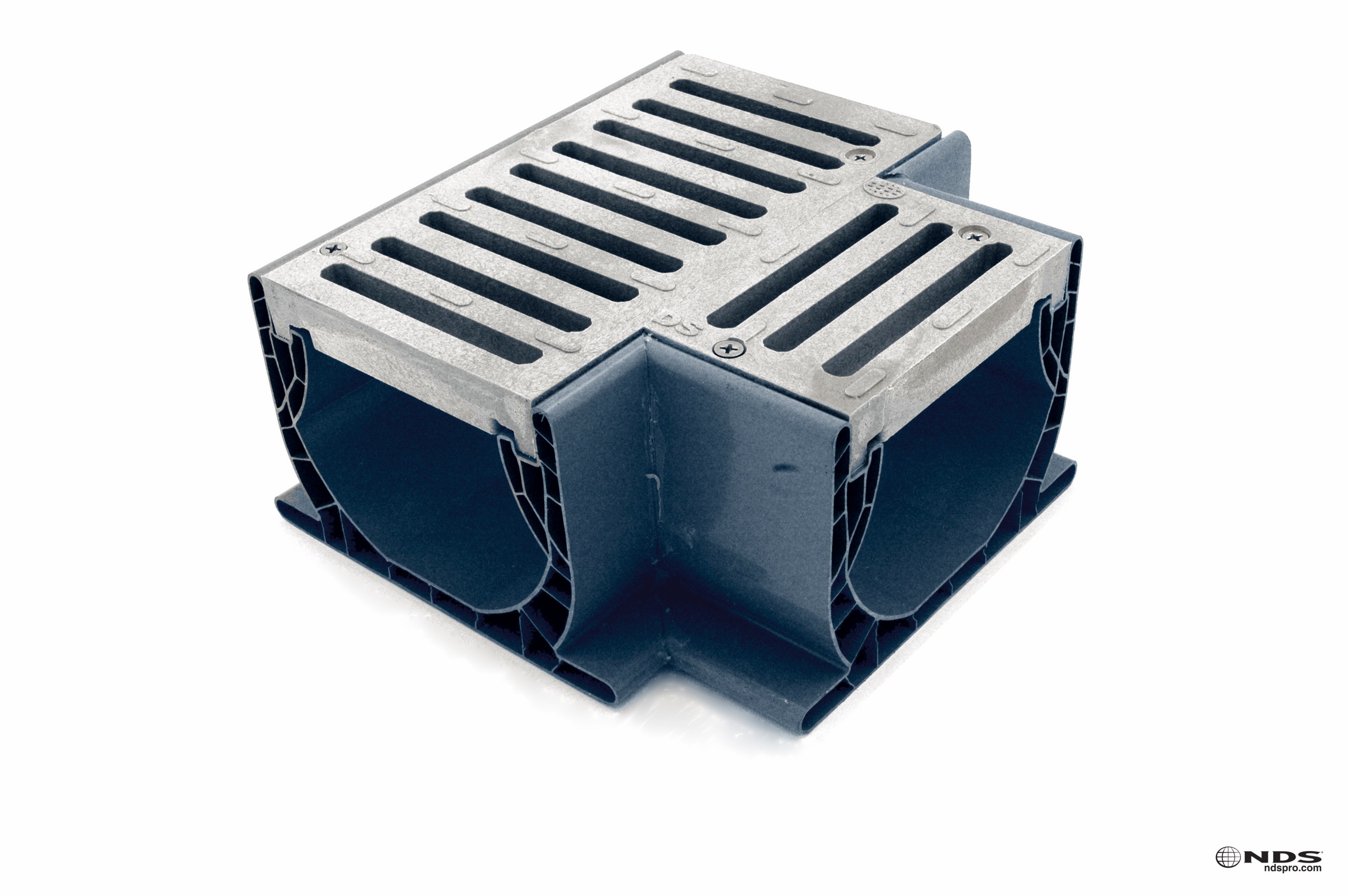 NDS 2371 - 7" Inch Spee-D Channel Drain Fabricated Tee with Grate - Gray