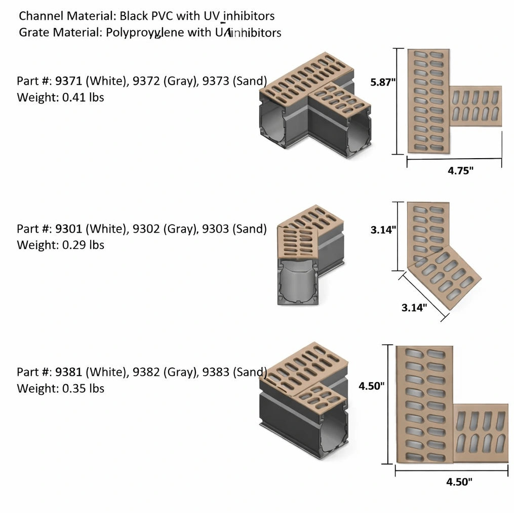 NDS 9372 - Slim Channel Fabricated Tee Grate - Sand