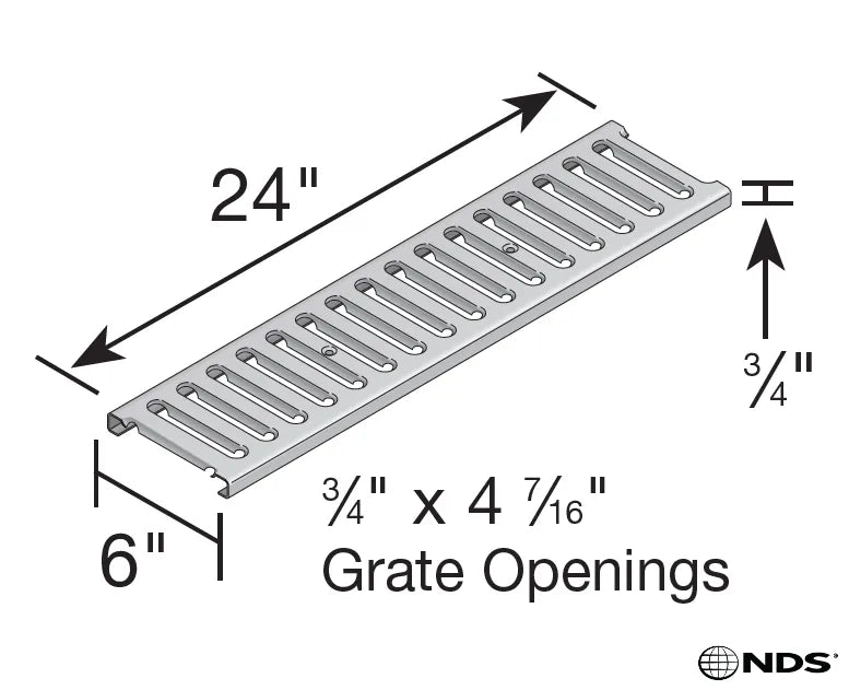 NDS DS-221 - Dura Slope Channel Drain Grate - Galvanized Steel