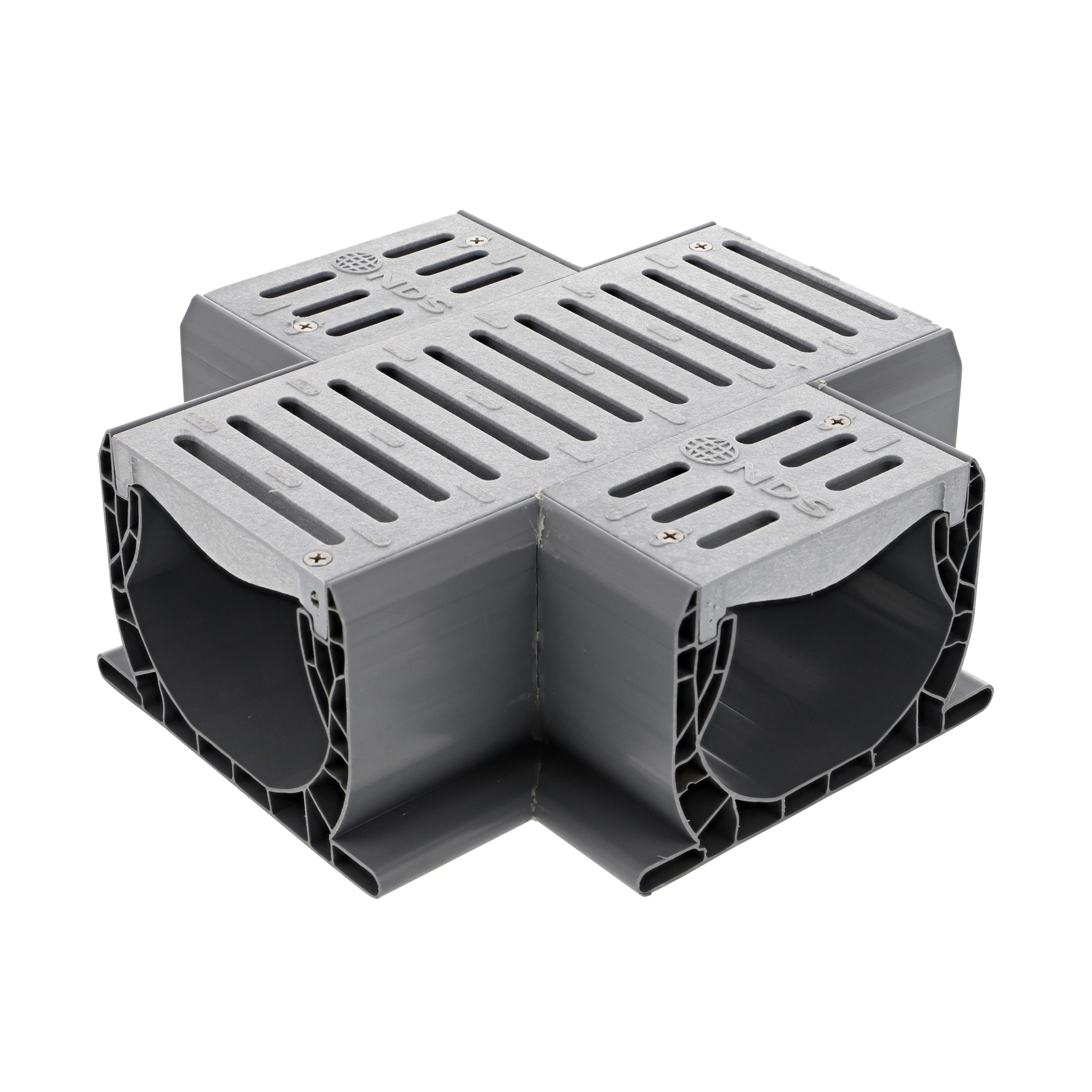 NDS 2361 - 9" Inch Spee-D Channel Drain Fabricated Cross and Grate- Gray
