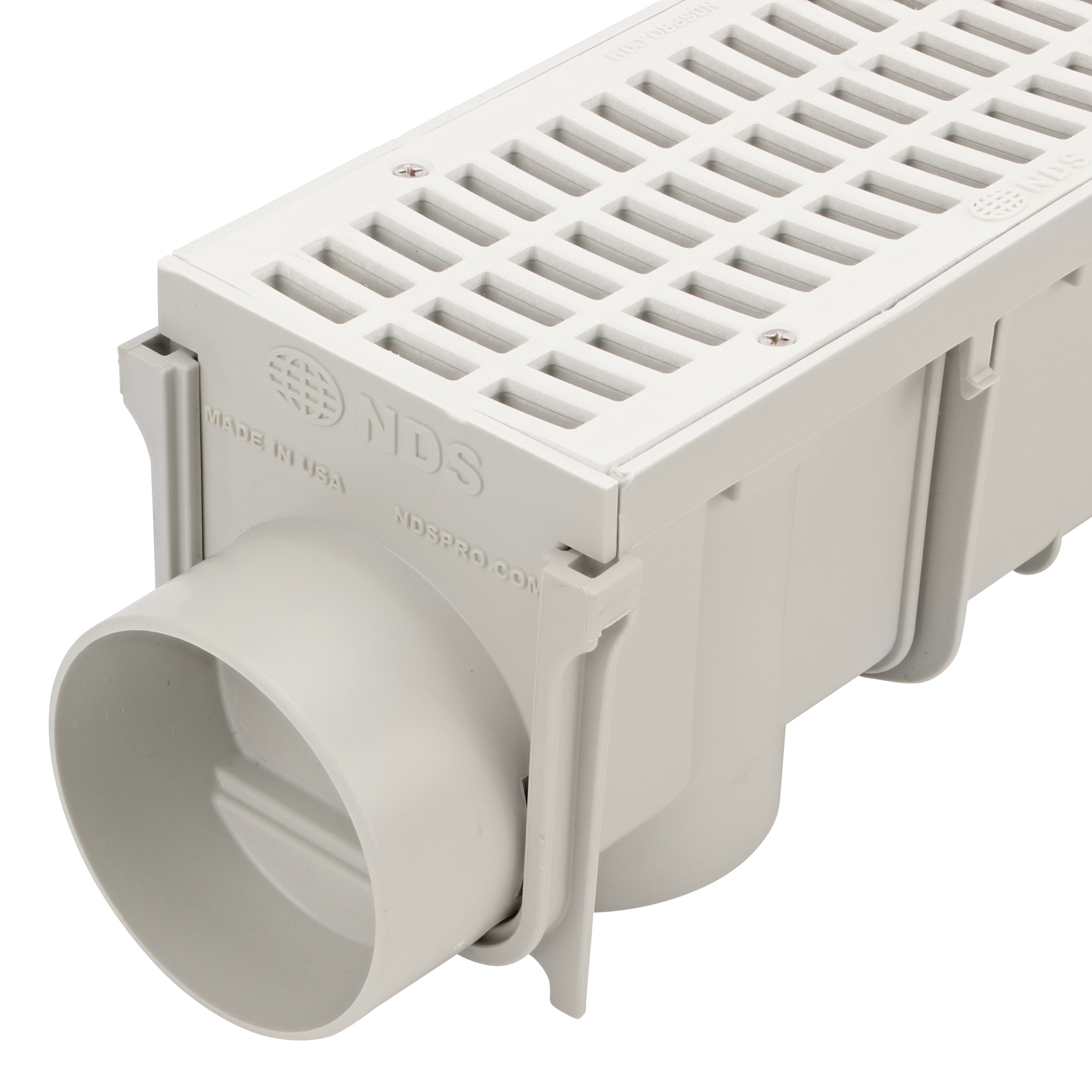 NDS 713 - 3" Inch Pro Series Channel Drain End Cap/End Outlet Light Gray